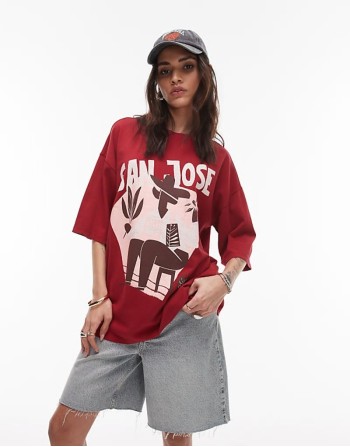 graphic San Jose oversized tee in red