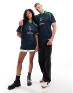 Archive print Football jersey in navy & green - exclusive to