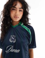Archive print Football jersey in navy & green - exclusive to