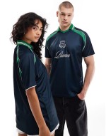 Archive print Football jersey in navy & green - exclusive to