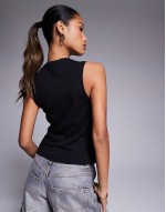 diamante Bling Bling vest top in black