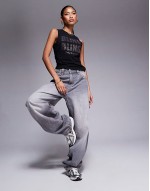 diamante Bling Bling vest top in black