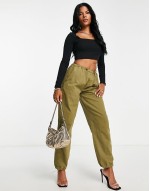 Fuller Bust square neck crop top with seam detail in black