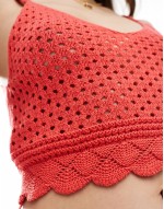 crochet cami crop top in red