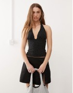 cosimo metallic dotty halter top in black