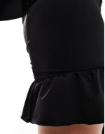 Festival frill detail mini skirt in black