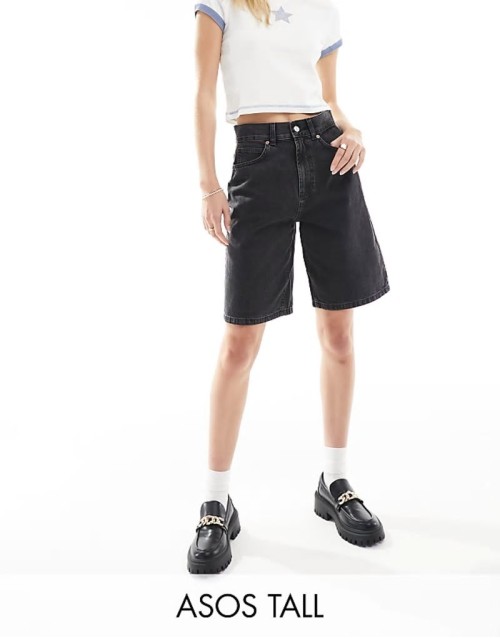 Tall denim bermuda short in wash black