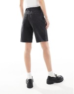 Tall denim bermuda short in wash black