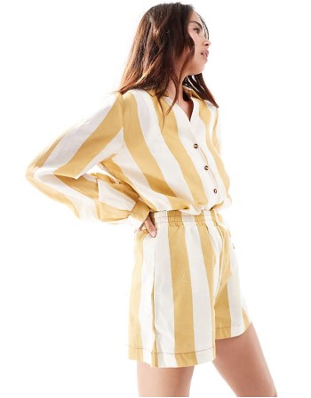 striped shorts co-ord in neutral stripe striped shorts co-ord in neutral stripe