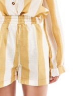 striped shorts co-ord in neutral stripe