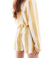 striped shorts co-ord in neutral stripe