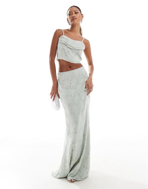 Premium x Perrie Sian draped top and maxi skirt co-ord