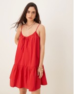 tiered mini dress in red