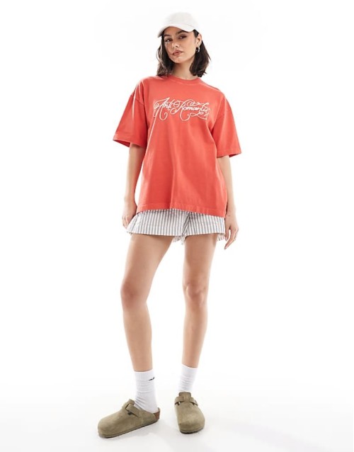 Cotton On anti romantic boxy graphic tee in red