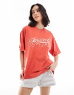 Cotton On anti romantic boxy graphic tee in red