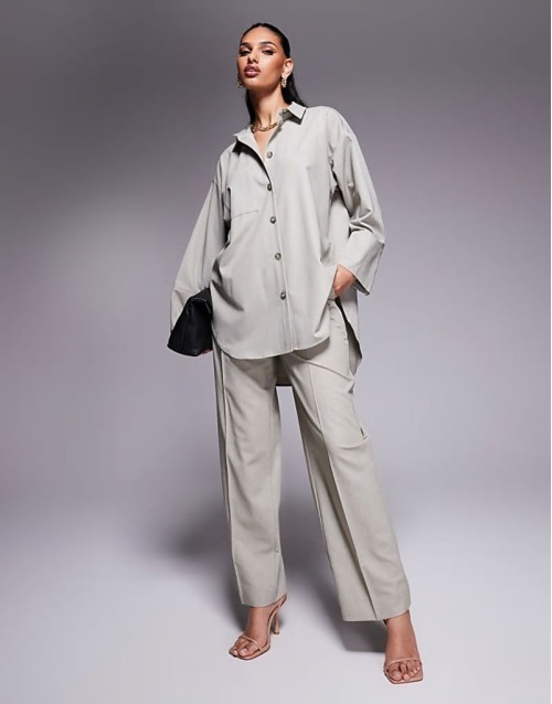 oversized shirt in beige  - BEIGE