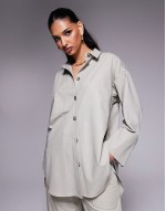 oversized shirt in beige  - BEIGE