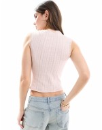 pointelle ribbon cami in pink